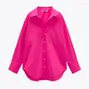 Camicette da donna Camicia autunno-primavera Colletto rovesciato viola Manica lunga Camicie monopetto larghe Top eleganti femminili chic