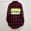 Men's Casual Shirts 2023 Hello My Name Is Vetements Shirt Men Women Quality Vintage Letter Print Flannel Long Sleeved Plaid 230912