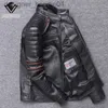 Men's Fur Faux Fur motorcycle jacket mens leather jacket man's genuine cowhide embroidery skull leather jacket slim 2020 L230913