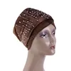 Strass velours Long Turban tête enveloppement foulard femme Bandana bandeau cheveux diamant enveloppes bandeau accessoires élastique bandeau