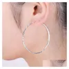 Hoop Huggie Hie 925 Sterling Sier Earring For Women Simple Round Circle Earrings 30Mm-60Mm Size Korean Drop Delivery Jewelry Dhlxb