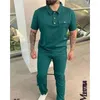 Men's Tracksuits 2023 Casual Tracksuit Set Cotton Lapel Short-sleeved Polo Shirt&Pants Streetwear Two-piece Suit Leisure Clothing