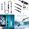 Bil Industrial Endoscope Camera IP68 Waterproof 7mm 720p 3in1 för Android -telefoner PC USB 6 LED -lampor Justerbar reparationsleverans DHBVK