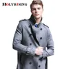 Herrgravrockar Autumn Winter British Deersskin Windbreaker Men's Double Breasted Korean Youth Length Trench Coat 6xl Suede 230912