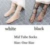 Women Socks 1Pair Spring Summer Flower Embroidered Nylon Mesh Middle Barrel Sexy Lace Ultra-Thin Princess Tulle Pile