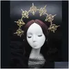 Huvudbonad hår tillbehör Diy Material Package Gothic Halo Crown Headband Gorgeous Vintage Church Mary Baroque Tiara Lolita Virgin Hea Dhqzu