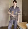 Womens Sleep Lounge designer 23ss Silk Pijamas Define Home Textile Letters Imprimir Casual Mulheres Homens Casal Manga Curta Calça Longa Cardigan Pijamas Pequeno Vento Doce Nig