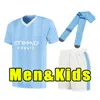 Set completo 22/23 Maglie da calcio Haaland Grealish Sterling Mans Cities Mahrez de Bruyne Foden Mendy Bernardo Phillips Rodrigo 2023 portiere bambini pantaloni per adulti