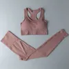 2 peça conjunto de roupas de treino feminino conjunto de yoga sem costura roupas de ginásio atlético terno esportivo feminino sutiã esportivo e leggings conjunto