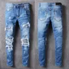 Mode hommes Jeans piste Slim Racer Biker Jeans #1132 Hiphop Skinny hommes Denim déchiré Joggers pantalon mâle rides Jean Trouse339O