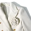 Women's Wool Blends Autumn and Winter Nisch Designer tredimensionella blommor Double-breasted Long Tweed Jack-kappa Kvinnor 230912