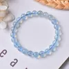 Decorative Figurines Natural Stone Bracelet Aquamarine Crystal Beads Decor Polished For Women Men Jewelry