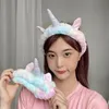 Unicorn plysch pannband för kvinnor knyter torrt hårband söt mask elastiskt mjukt hårband tvätt hår bågar kawaii pannband gc2297