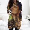 Sweat-shirt à capuche pour femmes, imprimé Portrait 3D, col rond, mode ample, rue Hip Hop Y2K, haut sauvage, automne 2023