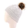 Automne hiver enfants câble tricot Bonnet pompon chaud bébé casquette infantile garçons filles chapeau Bonnet couleur unie Bonnet doux mignon chapeaux nouveau