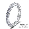 Cluster Rings Tezzc D VVS Full Moissanite for Women Engagement Wedding Eternity Band Sparkling Diamond With GRA 925 Sterling Silver Ring