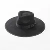 Chapeau Fedora 100% laine à grand bord de 11cm, chapeau Fedora avec nœud décoratif, ruban en feutre de Jazz pour femmes et hommes, chapeau de Shopping en forme Concave pour fête de mariage