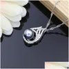 Earrings Necklace Gray Pearl Bridal Jewelry Sets Drop With Cz Stone 925 Sier Women Ring Set Delivery Otqgb