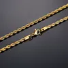 Men Ropes Long Necklace Stainless Steel Minimalist Twist Rope Chain Hip Hop Jewelry Gold Chains 2 to 5mm