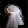 Chapeaux larges chapeaux seau haut de gamme blanc chapeau de mariée français exquis mode studio po shoot accessoires 221119 livraison directe foulards Glo Dhxnl