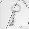 Key Rings Sier Plated Creative Carved My Dad Hero Letters Pendant Keychain Car Keychains Fathers Day Gift Drop Delivery Jewelry Dhynx