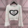 Women Short Style Sweaters Autumn Winter Fluffy Knitted Tops Letter Print Round Neck Knits Pullover Designer Womens Long Sleeve