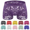 Onderbroeken Heren Lingerie Kant U Convex Pouch Boxer Briefs Shorts Sissy Panties Doorzichtige strandkleding Ondergoed Glad