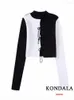 작업 드레스 Kondala Vintage Patchwork Black White Women Suits Long Sleeve Sheath Bow Sweet Slim Skirt Fashion 2023 Office Lady Casual