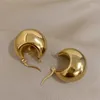 Boucles d'oreilles créoles INS Chic en acier inoxydable épais pour femmes et filles, Vintage, dôme, cercle épais, Huggie Punk, bijoux ronds en or