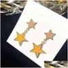 5 Colours Star Pendant Charm Earrings Leather Face Color Cut Up And Down Double-Deck Holiday Gifts Are Simple Elegant Drop Delivery