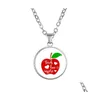 Creative Simple Time Gem Choker Teacher Lärare Halsband Glas Apple Pendant For Teachers Day Gift Drop Delivery