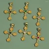 Charms Bohemian Cross for Jewelry Making Materpies Miedziany Zamek Cyrkon Kwiat Złoty Kolor Dijes DIY Naszyjnik