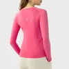 여성용 셔츠 요가 스포츠 탑 피트니스웨어 레이디 체육관 단색 라운드 네크 체육