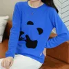 Kadın Sweaters Sonbahar ve Kış Saf Yün Yuvarlak Boyun Panda Jacquard Nakış Gevşek Kültürü Uzun Kollu Knaklı Örme Alt S