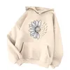 Kvinnors hoodies Womens Casual Graphic Long Sleeve Solid Topps Lätt Pullover Loose Pocket Sweatshirt Sunflower Farterfly Print Top