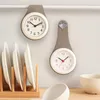 Wall Clocks Kitchen Waterproof Clock Bathroom Creative Silent No Need To Punch Home Refrigerator Small Hanging