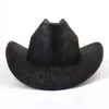 Chapéu de cowboy ocidental estilo étnico chique unissex jazz fedora chapéus de cor sólida impressão aba larga equitação proteção solar chapéu de cowgirl