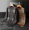 Herrtröjor Mens Sticked Shirt Round Neck Classic Plaid Sweate Autumn Tops Knits