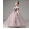 Платья для девочек, пышный свадебный костюм принцессы с цветами, юбка для дня рождения, фортепианное представление, детский вечер, первое причастие