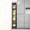 Kitchen with wheels creased storage shelves Floor to floor multi-layer ultra-narrow refrigerator slit side of small locker shelves