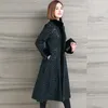Женская кожаная куртка 2023, настоящая зимняя женская дубленка с воротником, женские корейские длинные пальто, одежда