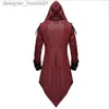 Herrpäls faux päls män hoodies mens gotisk matris trench coat steampunk läderjackor cape halloween l230913