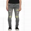 Jeans da uomo di qualità HM601 Distressed Jeans da motociclista da motociclista Rock Skinny Slim Striscia con foro strappato Ricamo serpente alla moda Denim p215h