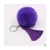 29 Färger 8cm Rabbit Pälsboll Tassel Keychain Mticolor Tassels Pompom Handväska Key Ring Car Pendant Keychains Drop Delivery