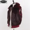 Women's Fur Faux Fur Women Real Fur Vest Natural Warm Rabbit Fur Gilet With Fox Fur Collor Winter Lady Genuine Rabbit Fur Sleeveless Coat 230912