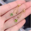 Stud Earrings Fine Jewelry 925 Sterling Sier Inset With Natural Gems Womens Luxury Fashion Star Peridot Ear Supports Detectio Drop Del Dho7G