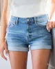 Jeans femininos 2023 primavera verão mulheres meados de cintura apertada sexy shorts curling bolso branco denim rasgado calças