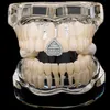 18k ouro único grillz chaves hip hop gelado zircônia cúbica pentagrama dentes boca dental fang grills dente boné festa de halloween vampiro rapper corpo jóias atacado