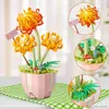 BLOCKS Creative Floral Potted Plant Potted Flower Cactus Lotus Building Block Bouquets Desk Decoration Toys for Girls Gift R230913