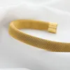 Bracciale in acciaio inossidabile punk a rete tessuta per uomo aperto color oro braccialetti neri bracciali donna regalo gioielli goccia